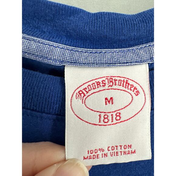 Brooks Brothers Shirt Mens Medium Blue Graphic Tee Nautical Rope Anchor Coastal - Picture 2 of 6